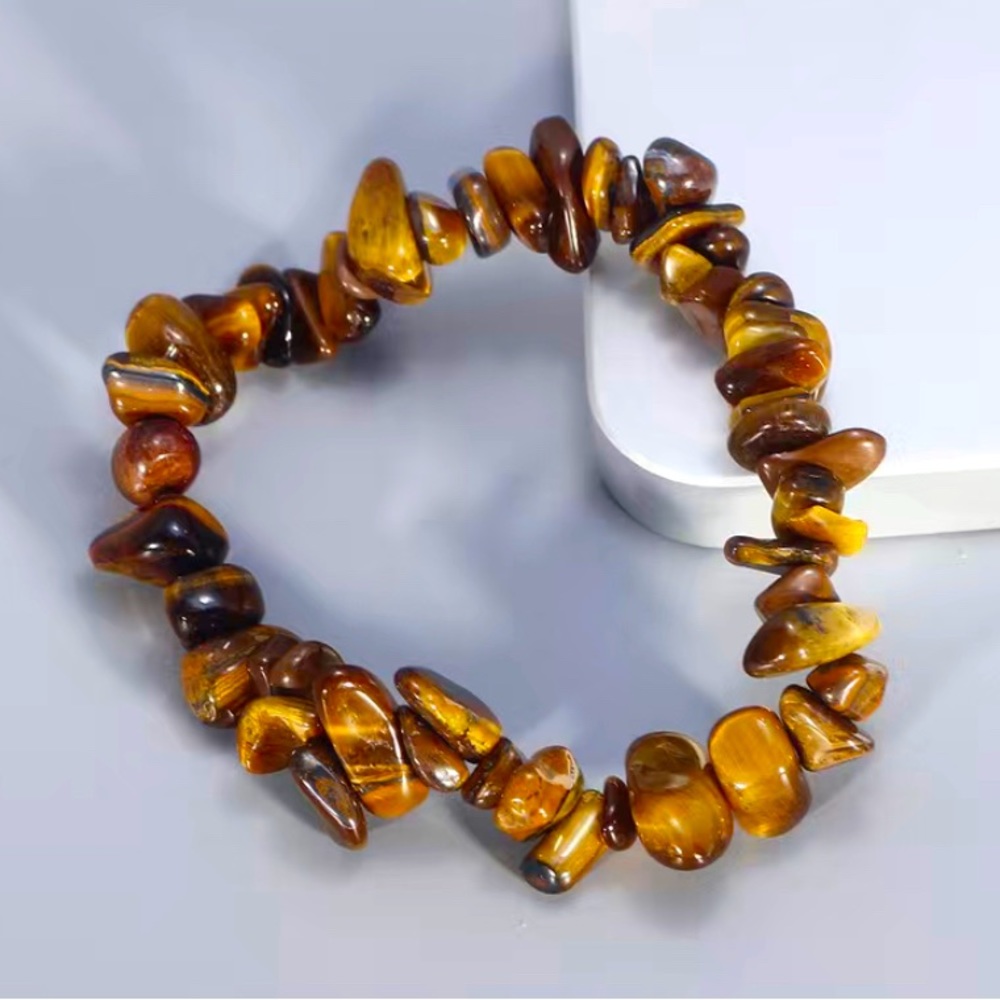 Tiger Eye gemstones hand beaded chakra bracelet